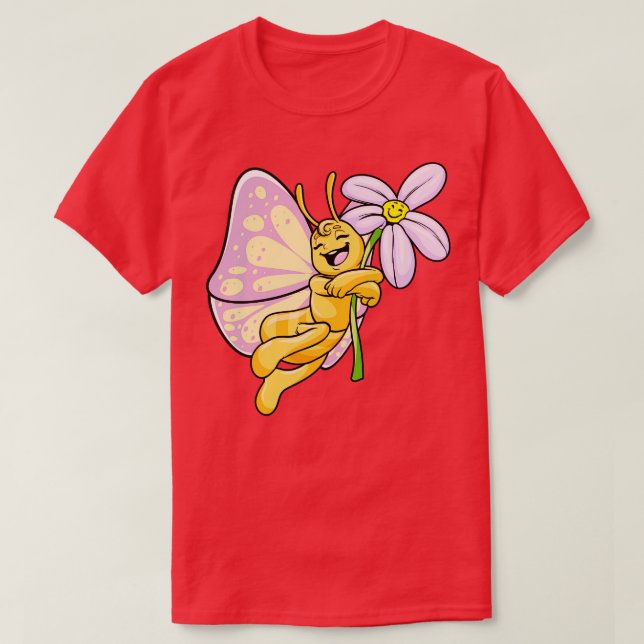 Camiseta Borboleta com Flor 2 (Frente do Design)