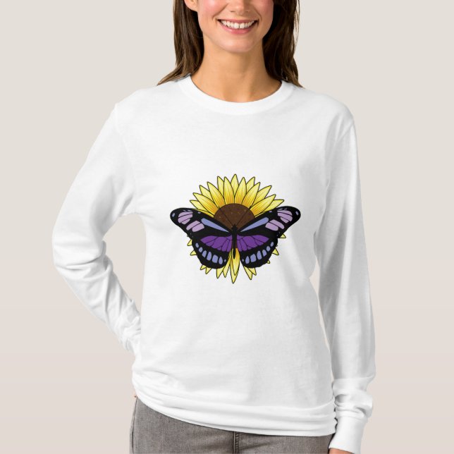 Camiseta Borboleta com girassol (Frente)
