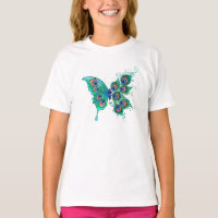 Borboleta com Penas de Pavão Verde