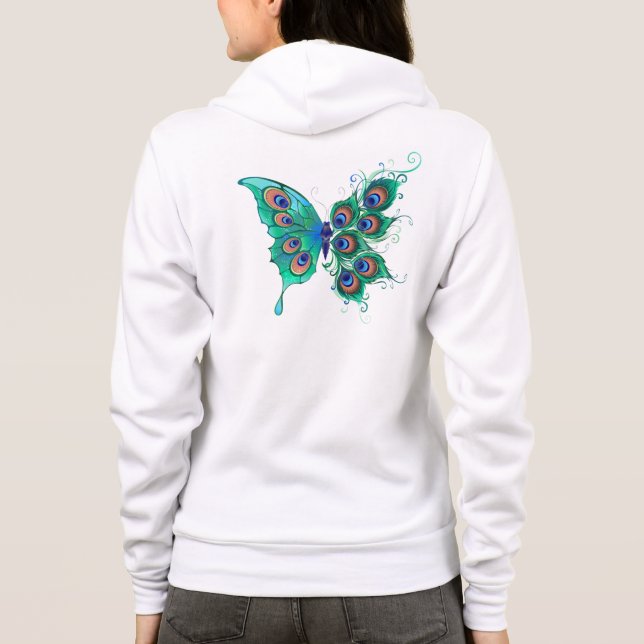 Camiseta Borboleta com Penas de Pavão Verde (Verso)