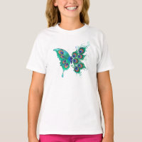 Borboleta com Penas de Pavão Verde