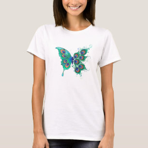 Camiseta Borboleta com Penas de Pavão Verde