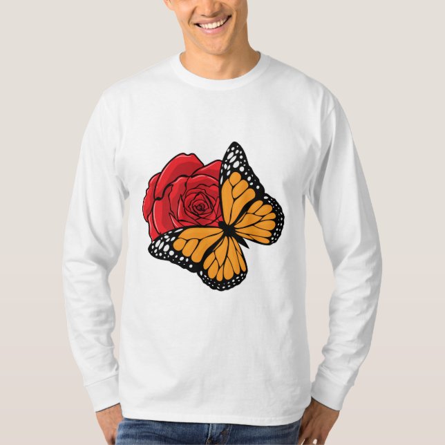 Camiseta Borboleta com Rosa (Frente)