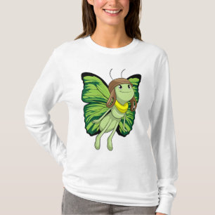 Camiseta Borboleta como piloto com chapéu piloto
