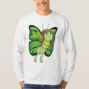 Camiseta Borboleta como piloto com chapéu piloto
