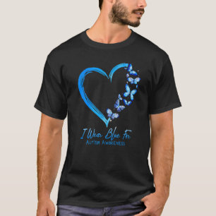 Camiseta Borboleta Coração Autismo Eu Uso Azul Para Conscie