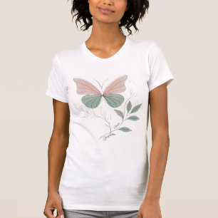 Camiseta borboleta Cotação Liberdade Verde e Pr