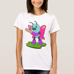 Camiseta Borboleta Críquete Taco de críquete Esportes