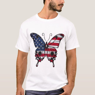 Camiseta Borboleta da Bandeira Americana Patriótica