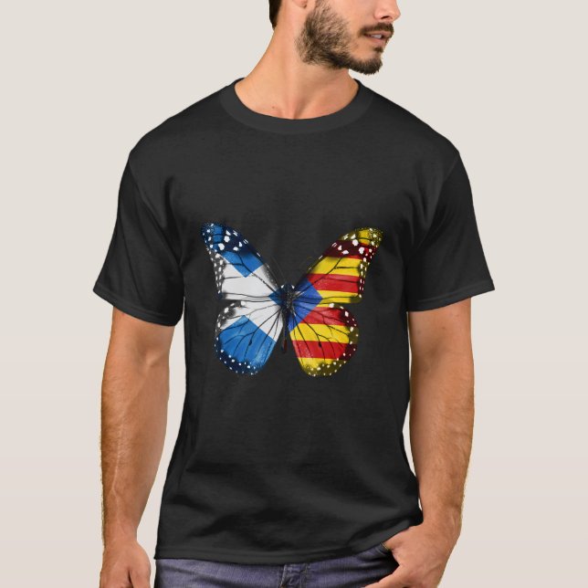 Camiseta Borboleta da Bandeira Catalã Escocesa (Frente)