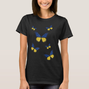 Camiseta Borboleta da Bandeira da Ucrânia Borboletas da Ban