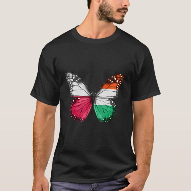 Camiseta Borboleta da Bandeira Húngara Polonesa (Frente)