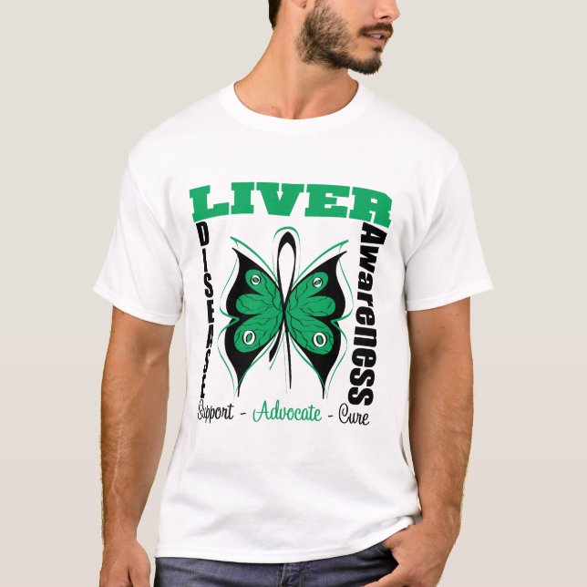 Camiseta Borboleta da consciência da infecção hepática (Frente)