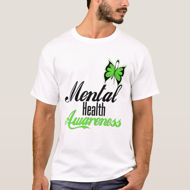 Camiseta Borboleta da consciência da saúde mental (Frente)
