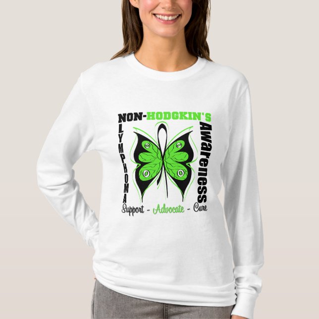 Camiseta Borboleta da consciência do linfoma de (Frente)