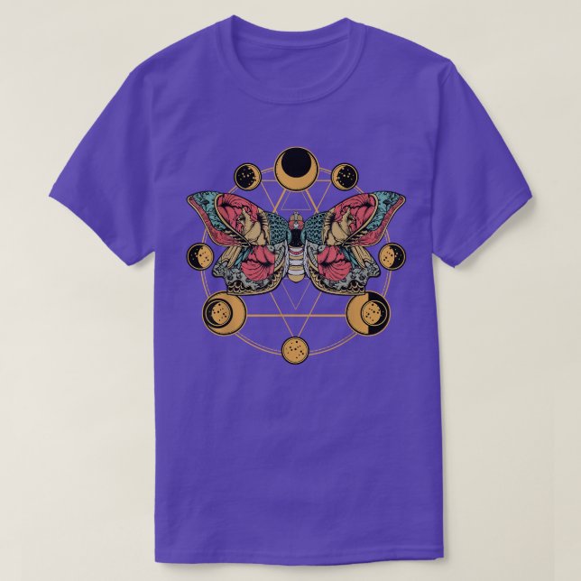 Camiseta Borboleta da Morte Lua Fases Góticas Esotéricas B (Frente do Design)