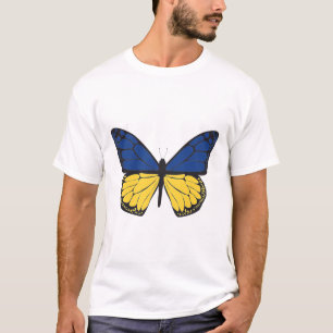 Camiseta Borboleta da Ucrânia - Bandeira Azul e Amarela - L