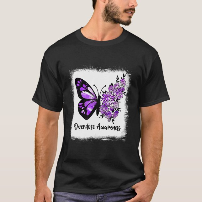 Camiseta Borboleta Daisy Branqueada Borboleta Roxa Sobredos (Frente)