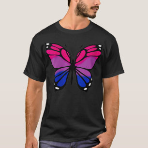 Camiseta Borboleta das Mulheres com cores do Orgulho Bissex