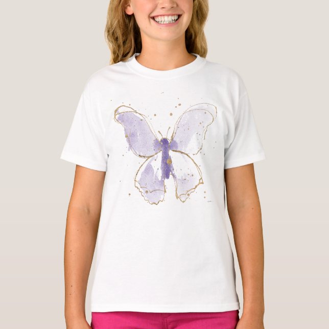 Camiseta Borboleta de Aquarela Lavanda (Frente)