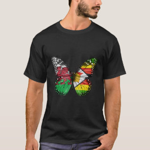 Camiseta Borboleta de Bandeira do Zimbabué do País de Gales