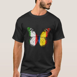 Camiseta Borboleta de Bandeira italiana romena