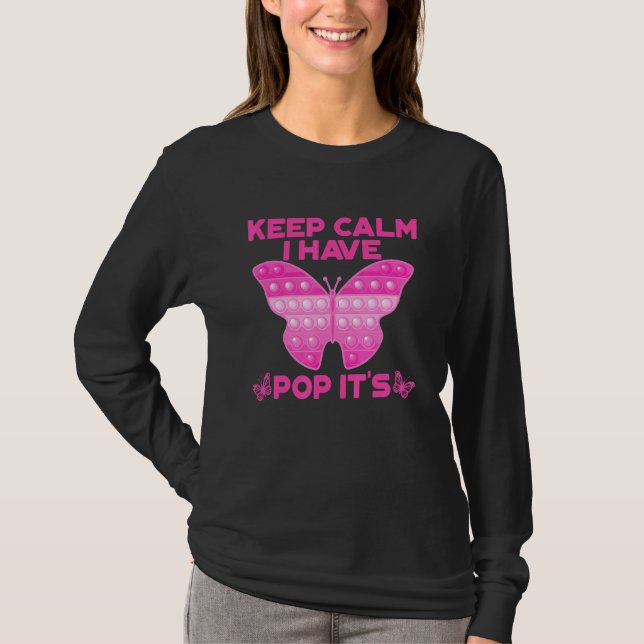 Camiseta Borboleta De Brinquedo Fidget Mantenha Calma Eu Te (Frente)