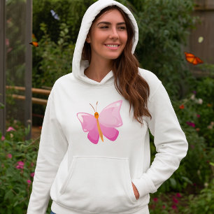 Camiseta Borboleta de Cartoon Rosa Adorável