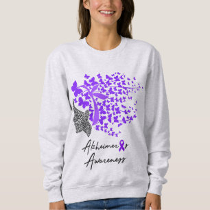 Camiseta Borboleta de consciência do Alzheimer Rocha e Arte