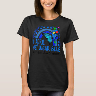 Camiseta Borboleta de conscientização do autismo azul infin
