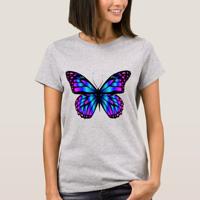 Camiseta borboleta de cor vibrante (Frente)