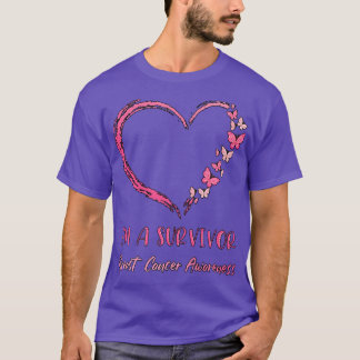 Camiseta Borboleta de coração rosa Eu sou um Cancer de sobr