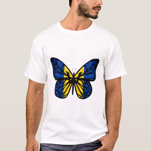 Camiseta Borboleta de Cores da Bandeira da Ucrânia - Triden (Frente)
