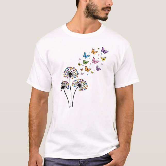 Camiseta Borboleta de dandelion em voo (Frente)