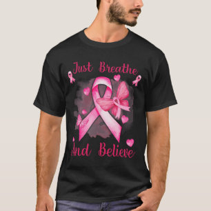 Camiseta Borboleta De Fita Respira E Acredita No Cancer Da
