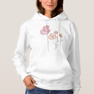 Camiseta Borboleta de Flor Suave – Arte de Linha Minimalist