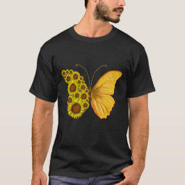 Camiseta Borboleta de girassol, colheita floral