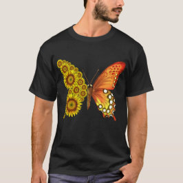 Camiseta Borboleta de girassol, colheita floral