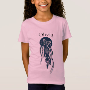 Camiseta Borboleta de medusa-abstrato personalizada rosa
