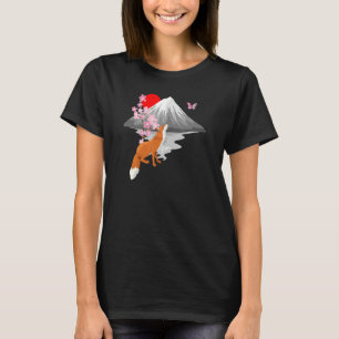 Camiseta Borboleta De Raposa Com Flor De Cerejeira Sing Jap