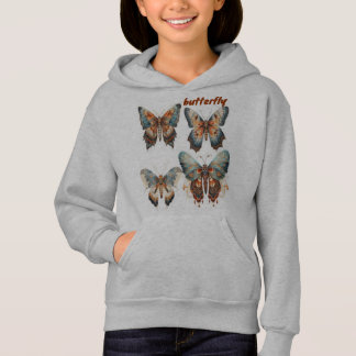 Camiseta borboleta de suor capuche para raparigas