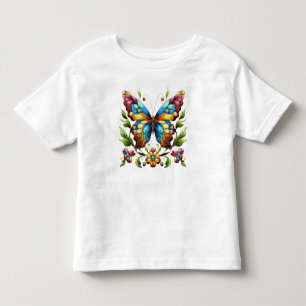 Camiseta Borboleta de vidro colorida com flores