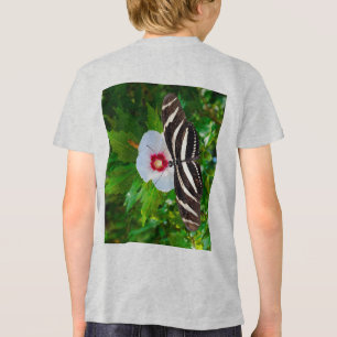 Camiseta Borboleta-de-vidro-zebra em camiseta-vermelho-hibi