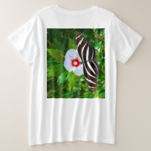 Camiseta Borboleta-de-vidro-zebra em camiseta-vermelho-hibi