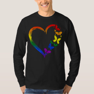 Camiseta Borboleta do Coração Rainbow Lgbt Lésbica Gay Biss