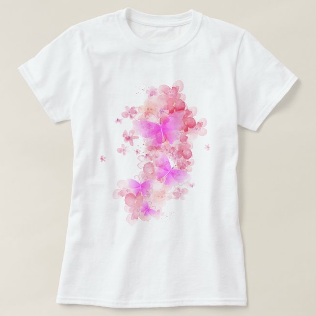 Camiseta Borboleta e flor (Frente do Design)