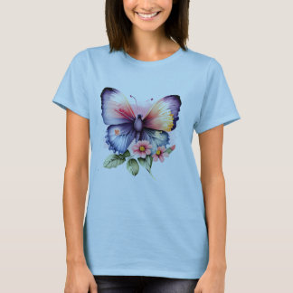 Camiseta Borboleta e Flores
