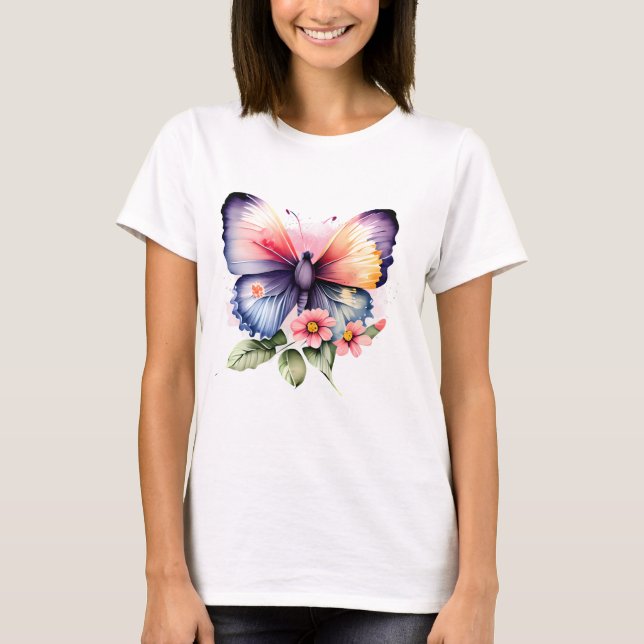 Camiseta Borboleta e Flores (Frente)