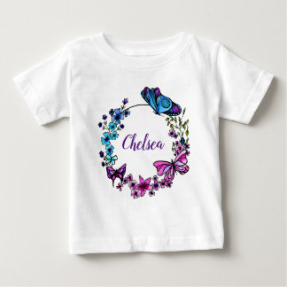 Camiseta Borboleta e Flowers Wreath