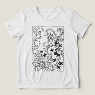 Camiseta borboleta e joanilha com flores